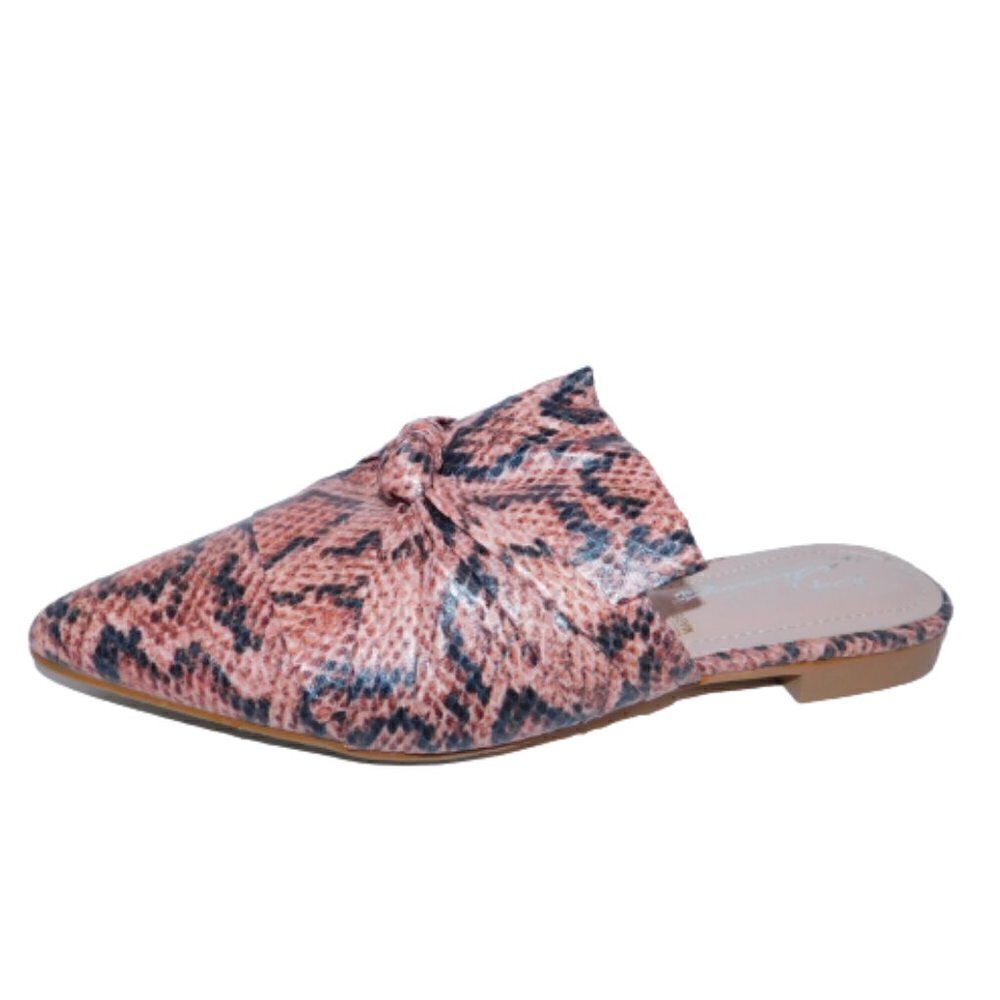 VINTAGE HAVANA Dawn Soft Pink Snake Mules, flats Faux Leather new